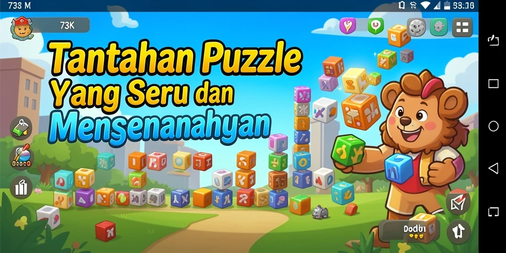 Tampilan gameplay 73K yang penuh tantangan Puzzle.
