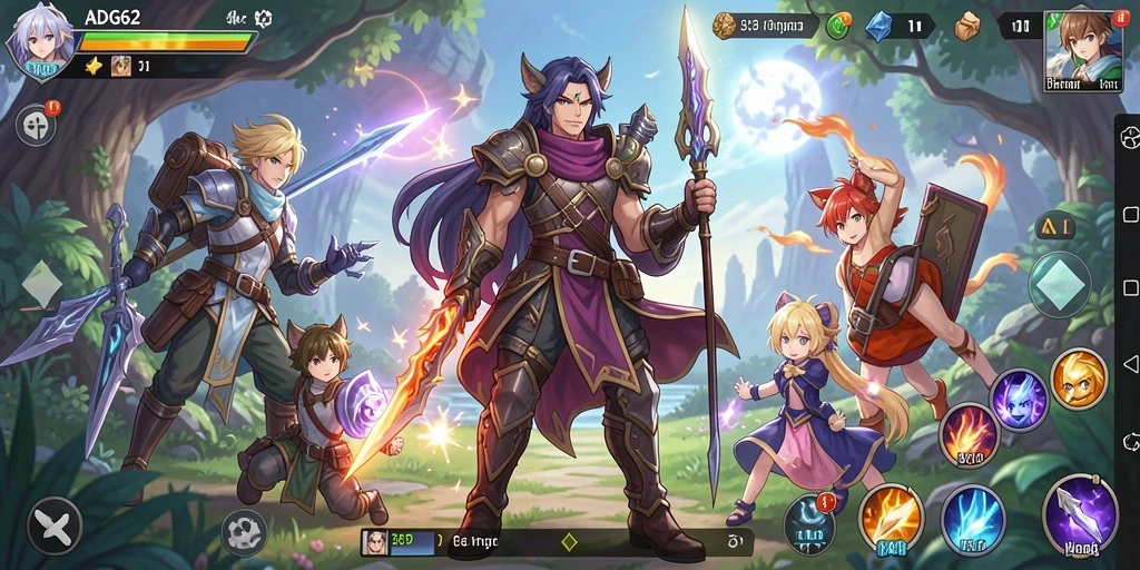Tangkapan layar ADG62 menampilkan aksi seru dalam dunia Anime.