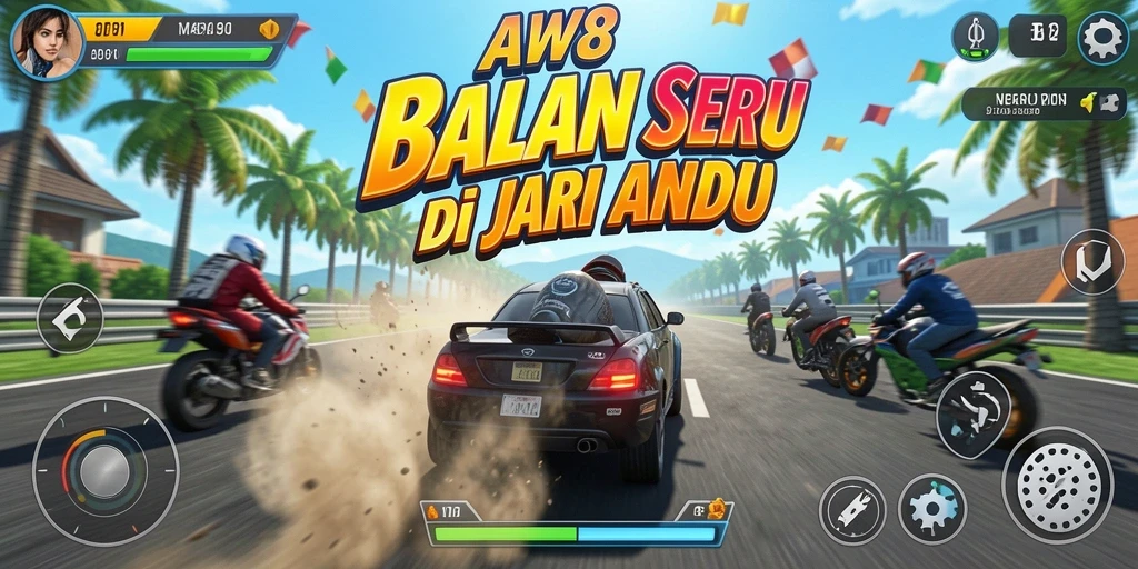 Tampilkan gameplay intens dalam balapan cepat di AW8.