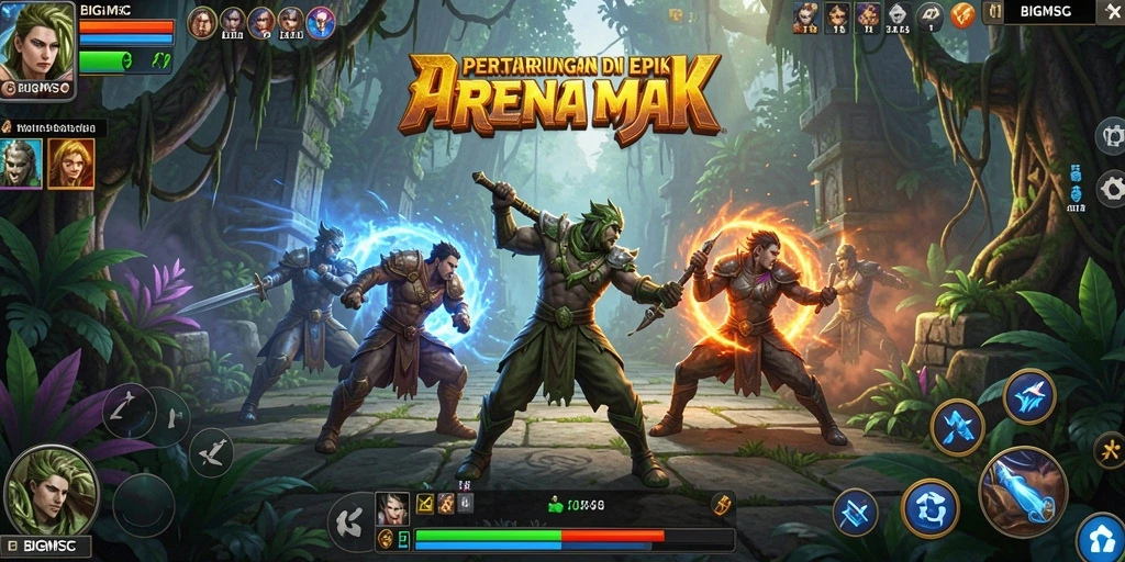 Tampilan gameplay BIGMSG yang penuh aksi dan pertarungan dinamis.