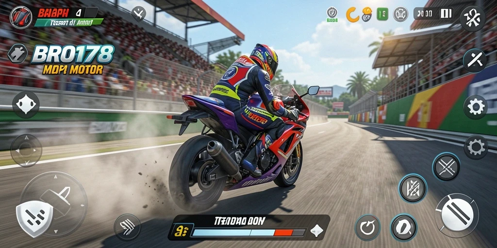 Gameplay seru balapan motor yang memacu adrenalin.