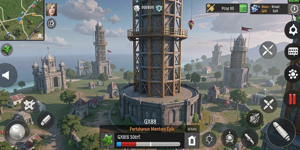 Tangkapan layar GX88 menampilkan aksi seru dalam Tower Defense.