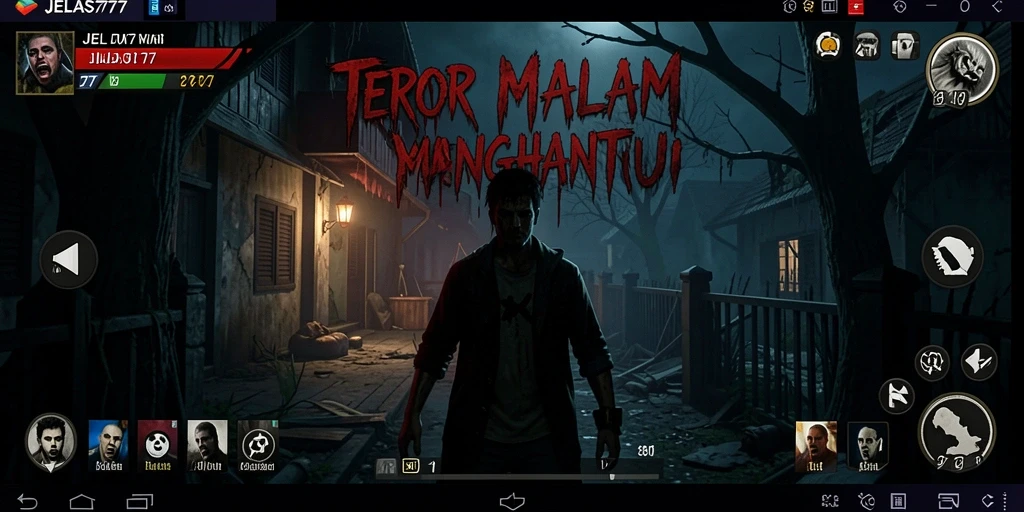 Screenshot gameplay JELAS777 menunjukkan suasana mencekam di dunia kegelapan.