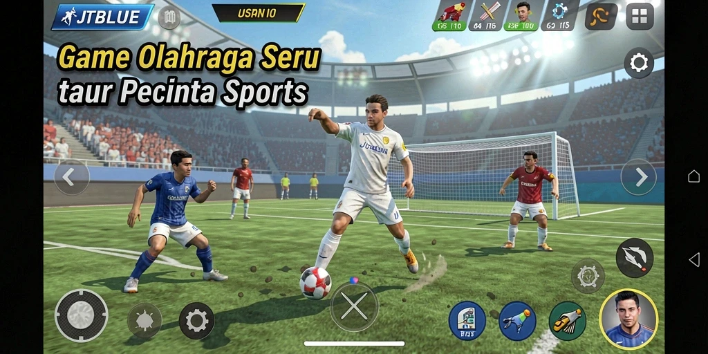 Gameplay JTBLUE yang dinamis dan kompetitif di dunia olahraga.