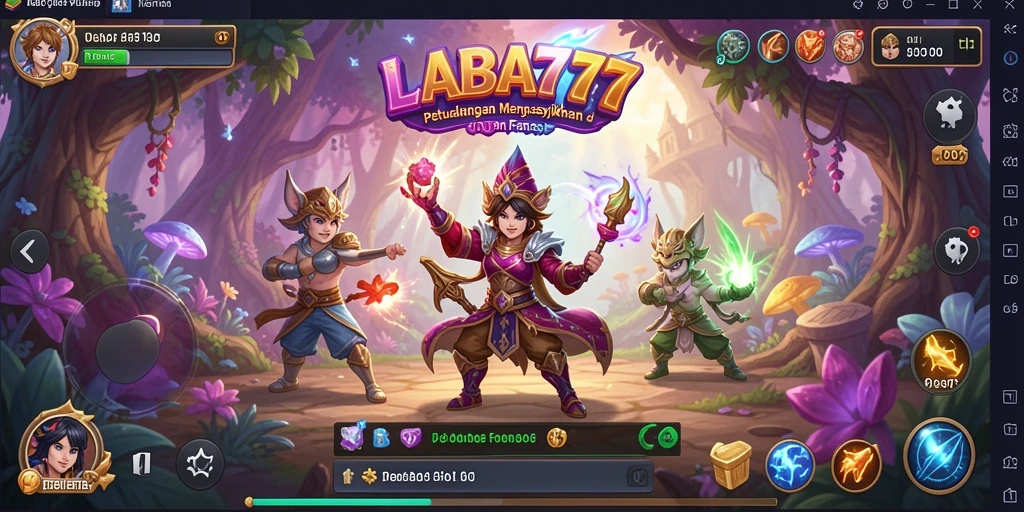 Screenshot LABA777 menunjukkan karakter dalam aksi menjelajahi hutan mistis.