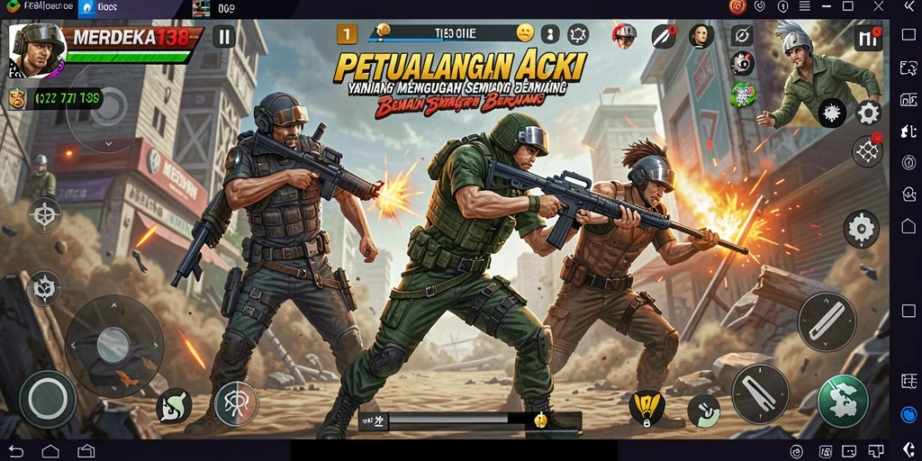 Tampilan gameplay epic di <strong>MERDEKA138</strong> yang menampilkan pertarungan yang mendebarkan.