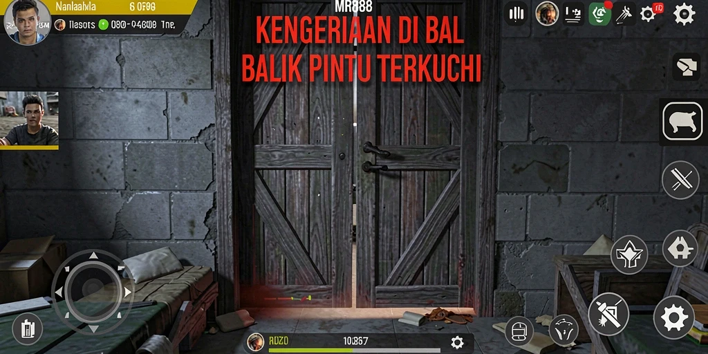 Tangkapan layar menampilkan momen menegangkan dalam gameplay Horror MR888.