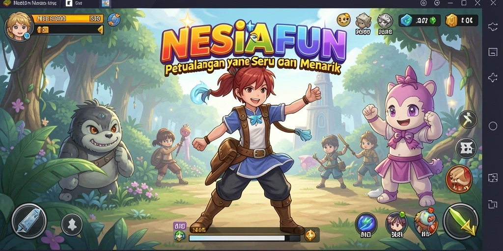 Tangkapan layar NESIAFUN menampilkan karakter Anime dalam aksi berjuang.