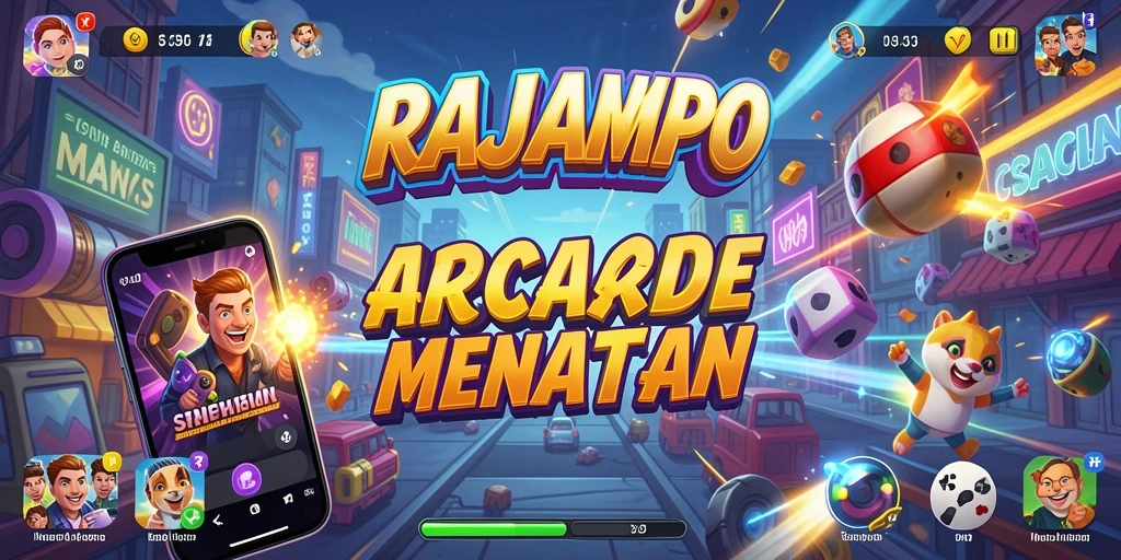 Screenshot menunjukkan aksi intens saat bermain RAJAMPO dengan karakter menarik.