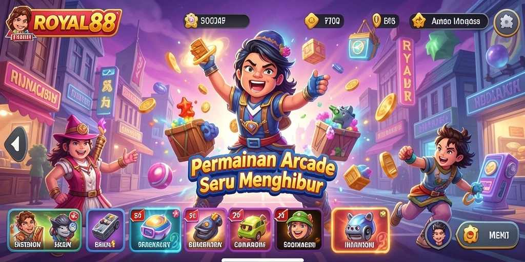 Screenshot utama ROYAL88 menampilkan gameplay Arcade yang seru.