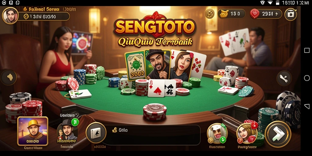 Screenshot menunjukkan gameplay QiuQiu di SENGTOTO dengan tampilan menarik.