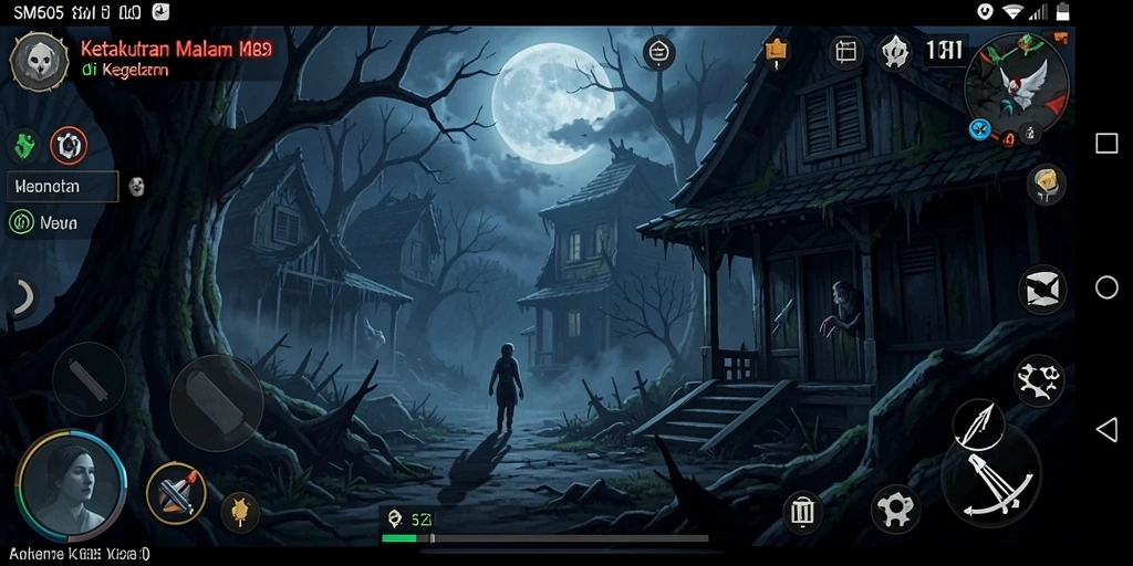Tangkapan layar menampilkan gameplay menakutkan di SM605 dengan suasana mencekam.