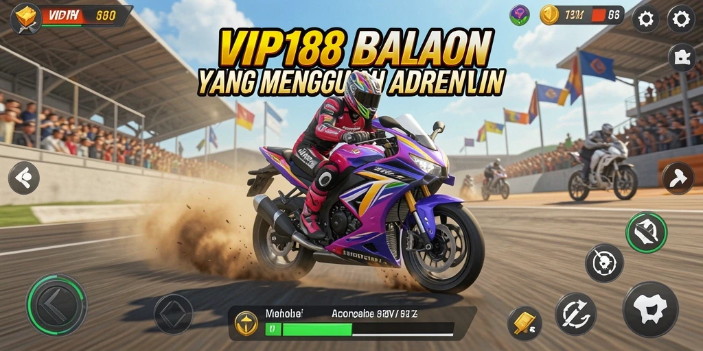 Screenshot utama menunjukkan aksi balapan motor yang seru dan mendebarkan.